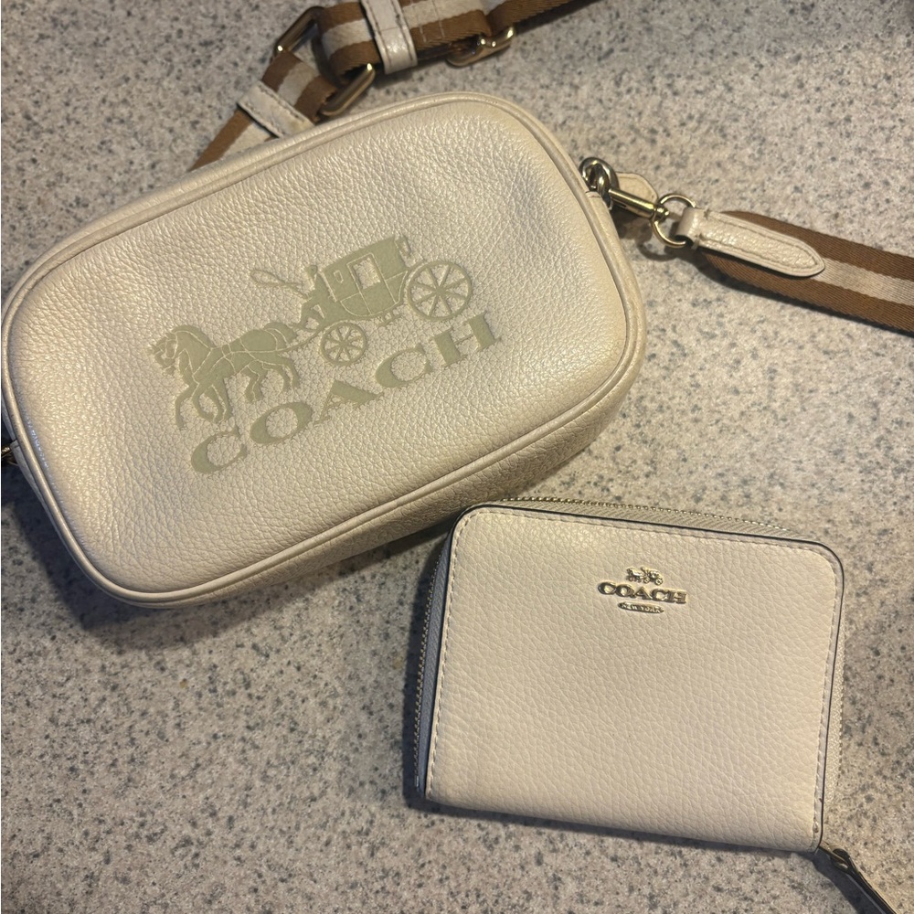 Coach Cream Crossbody Bag and Wallet Set